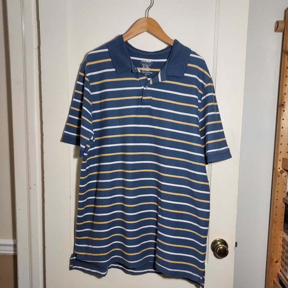 Men's L.L Bean Traditional Fit Striped Polo Shirt, XL Tall